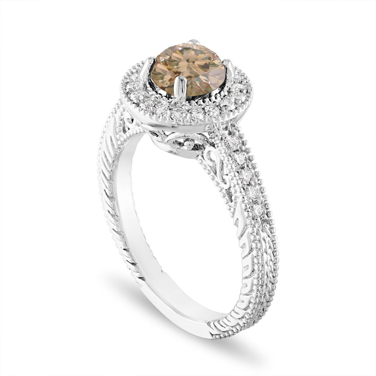 4ct Round Champagne Diamond Ring – Rare Colors