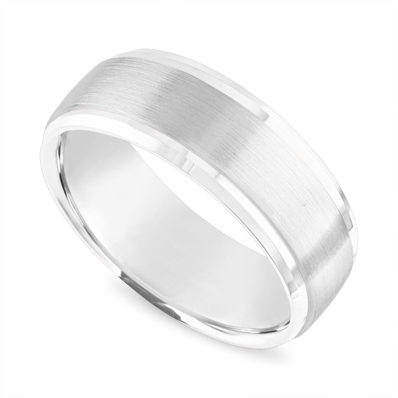 5mm Zirconium & 9ct White Gold Men's Wedding Ring