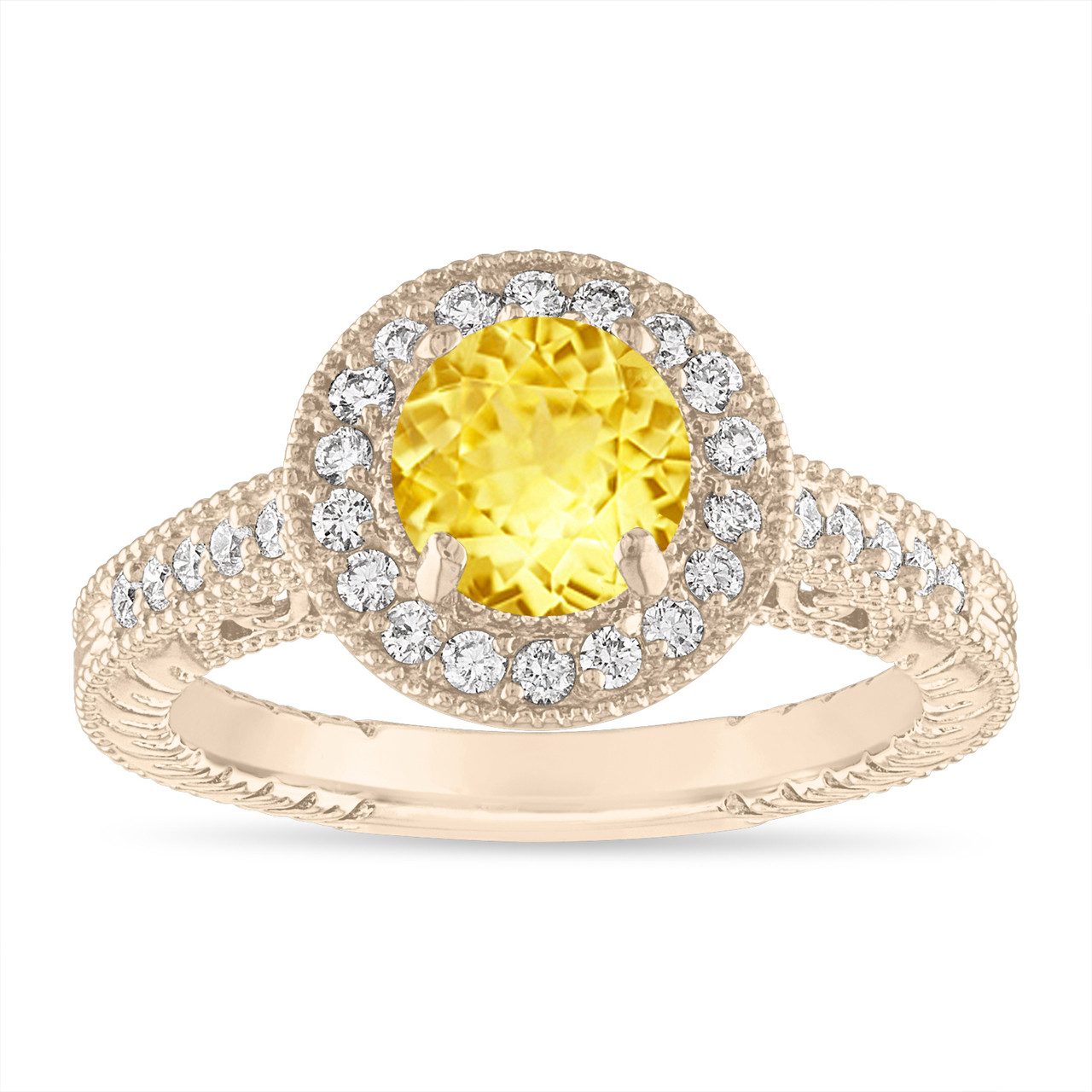 Princess Diana Inspired Yellow Sapphire Ring with Halo | Angara