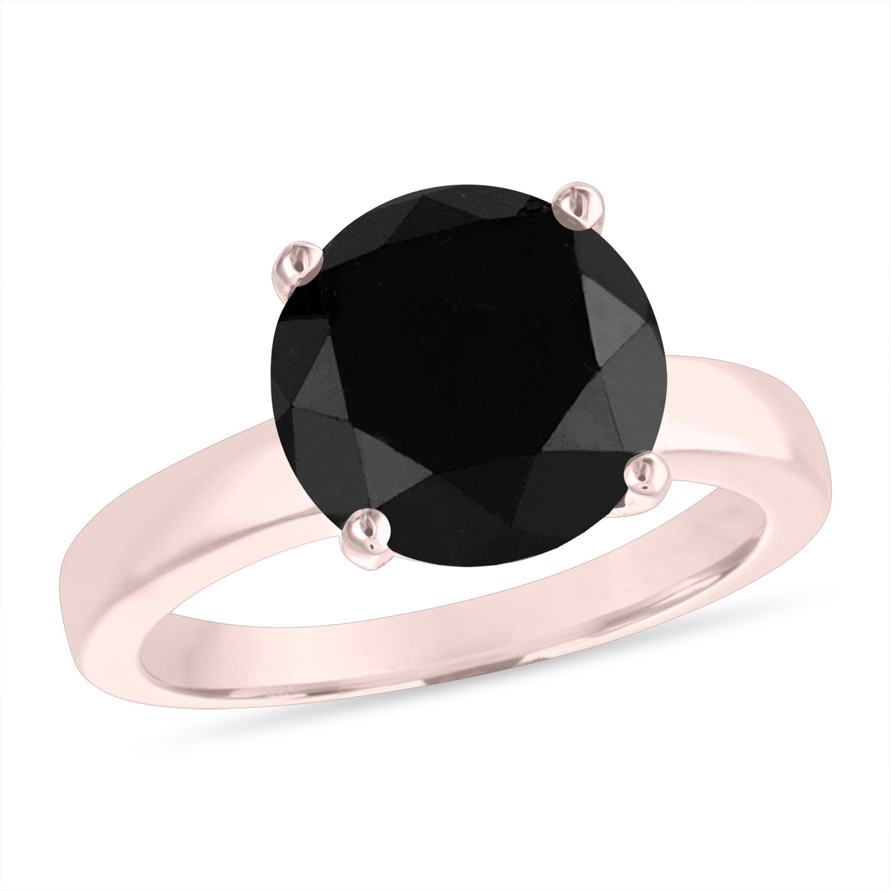 3.20 Carat Black Diamond Solitaire Engagement Ring 14k Rose Gold or ...