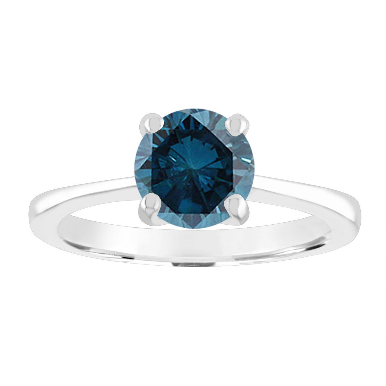 VS2 1.20 Carat Blue Diamond Solitaire Engagement Ring 14K White Gold or ...