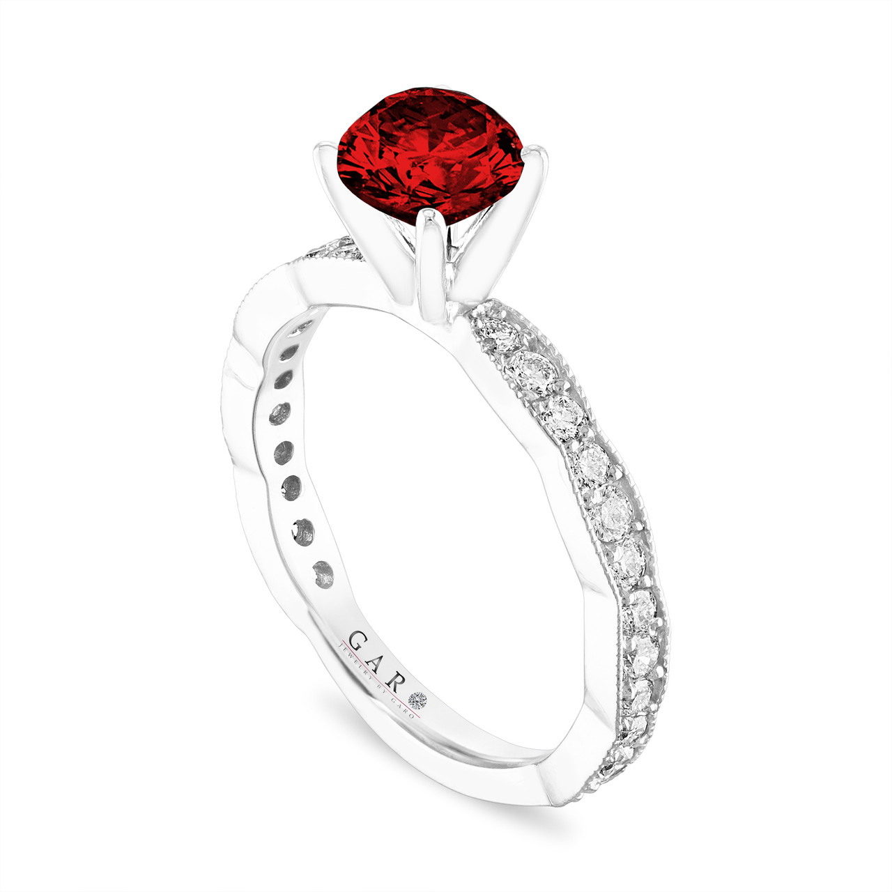 1.50 Carat Red Diamond Engagement Ring, Platinum Pave Unique Handmade ...