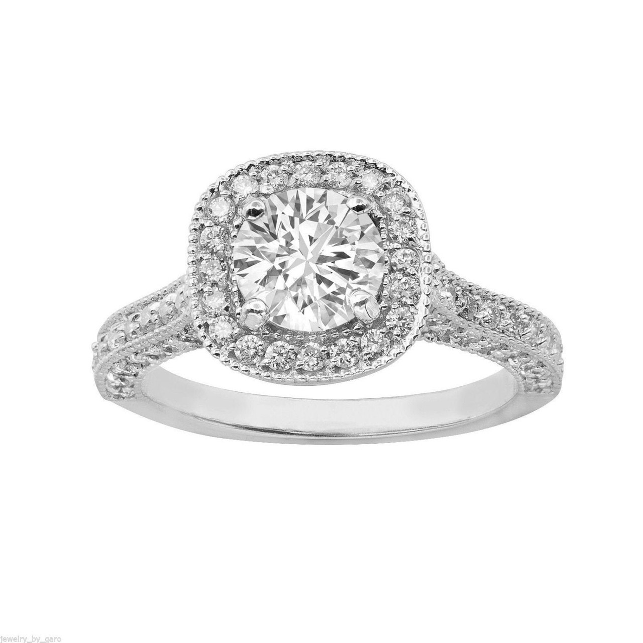 1.85 Carat Diamond Engagement Ring, GIA Certified Micro Pave Vintage ...