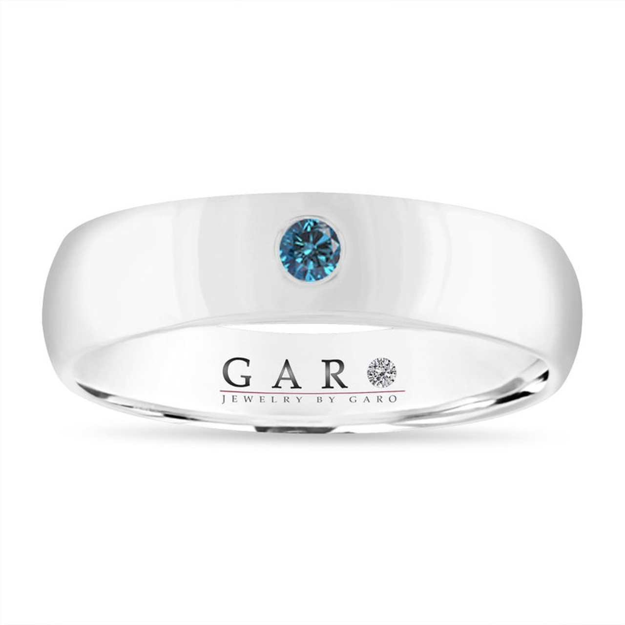 Blue Diamond Mens Wedding Band Mens Solitaire Wedding Ring