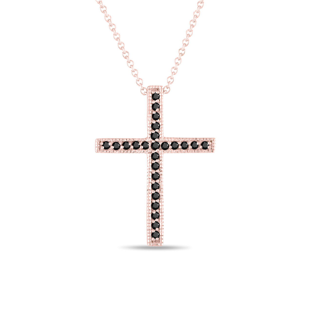Black Diamond Vintage Cross Pendant Necklace Filigree Style, Genuine  Austrian Crystals