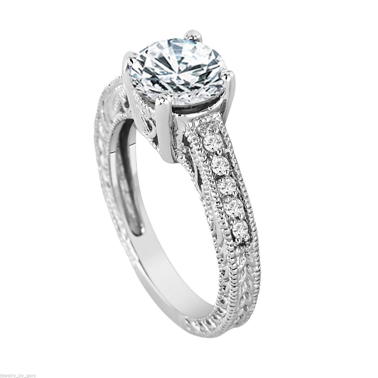Moissanite and Diamond Engagement Ring Forever Brilliant 1.70 Carat ...
