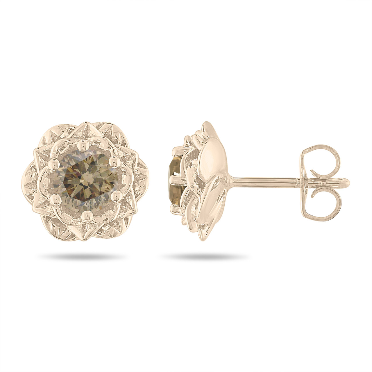 Whisper Floral Stud Earrings in Sterling Silver Plated 18K Gold