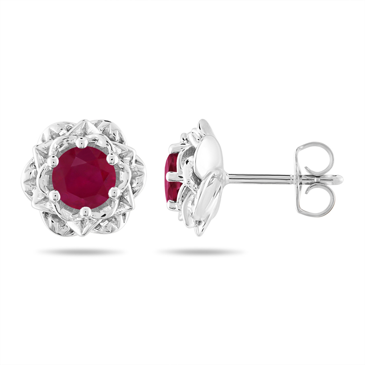 Vintage Ruby & Diamond Bow Drop Earrings