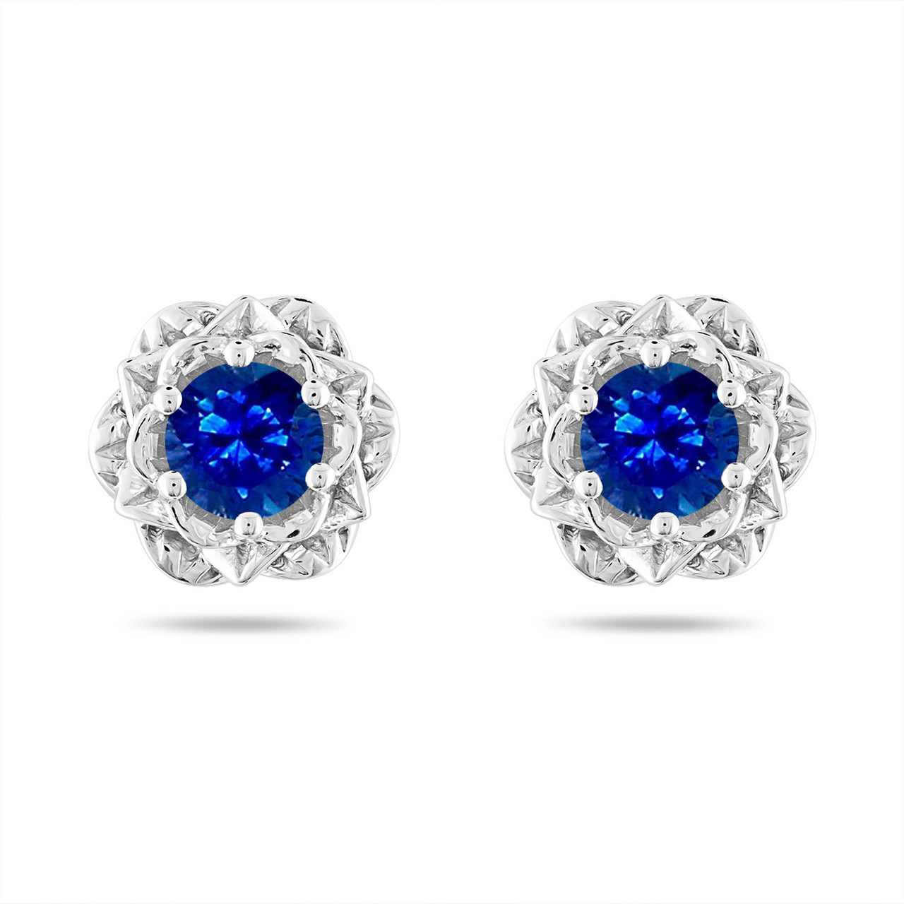 3Ct Oval Cut Blue Sapphire Diamond Halo Stud Earrings 14K White Gold Over