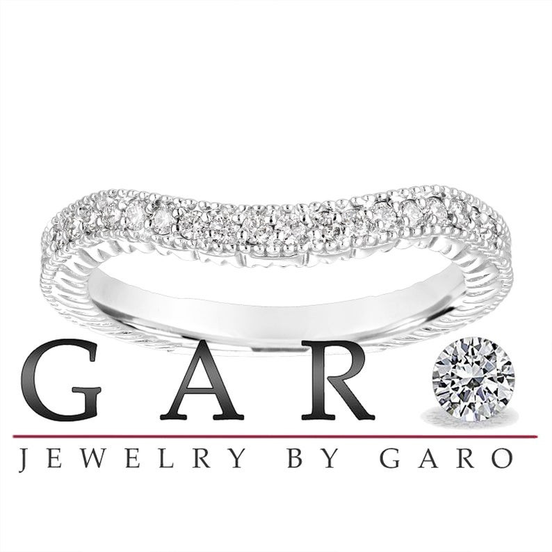 Filigree Diamond Wedding Band, Matching Curve Wedding Ring