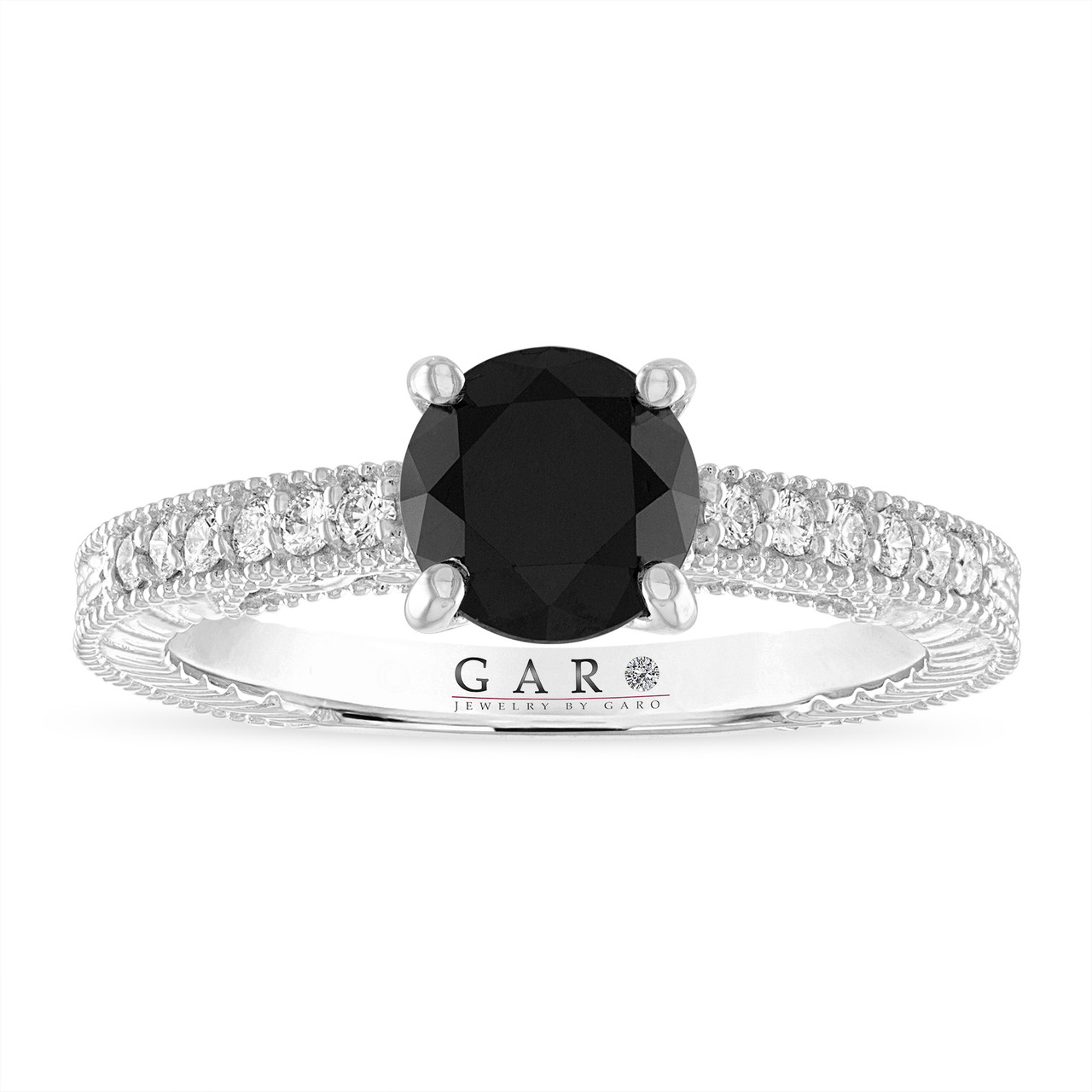 1.48 Carat Black Diamond Filigree Engagement Ring And Wedding Band Set ...