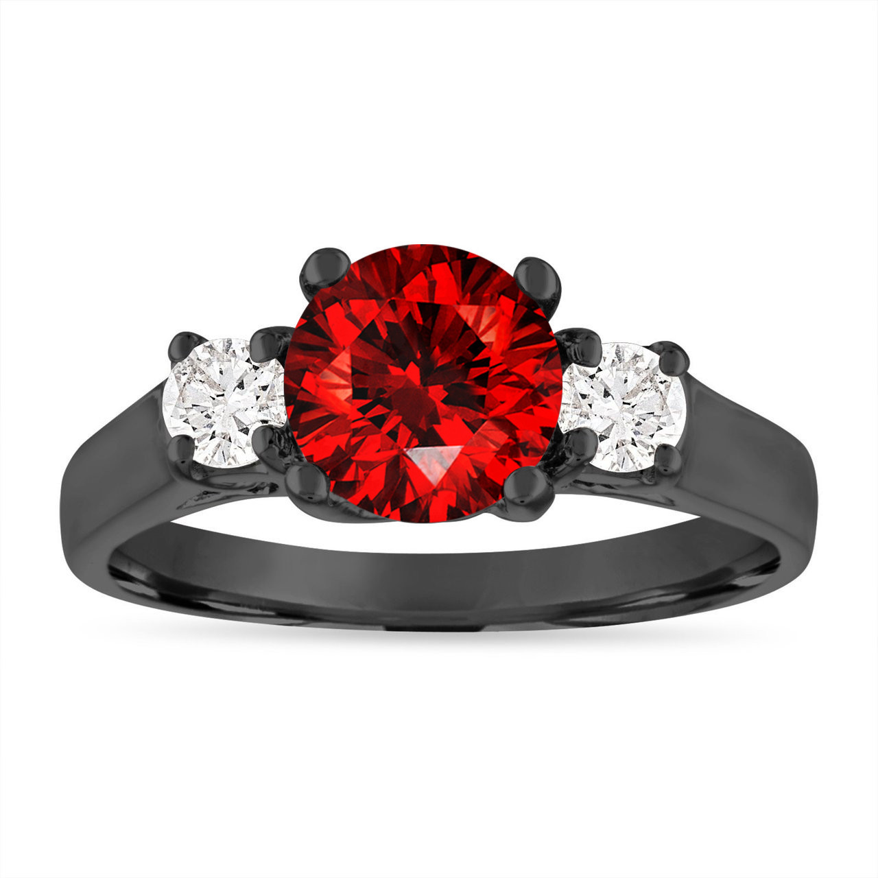Round Cut Red Garnet Multi-Stone Infinity 6-Prong Vintage Engagement Ring  with Round Diamond Accents in White Gold - #HR6519-RED-GARNET-W - Bijoux  Majesty