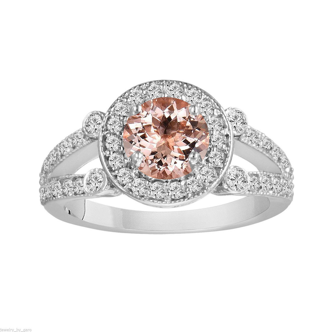 10.08 mm Natural Morganite Engagement Ring in White Gold | Shane Co.