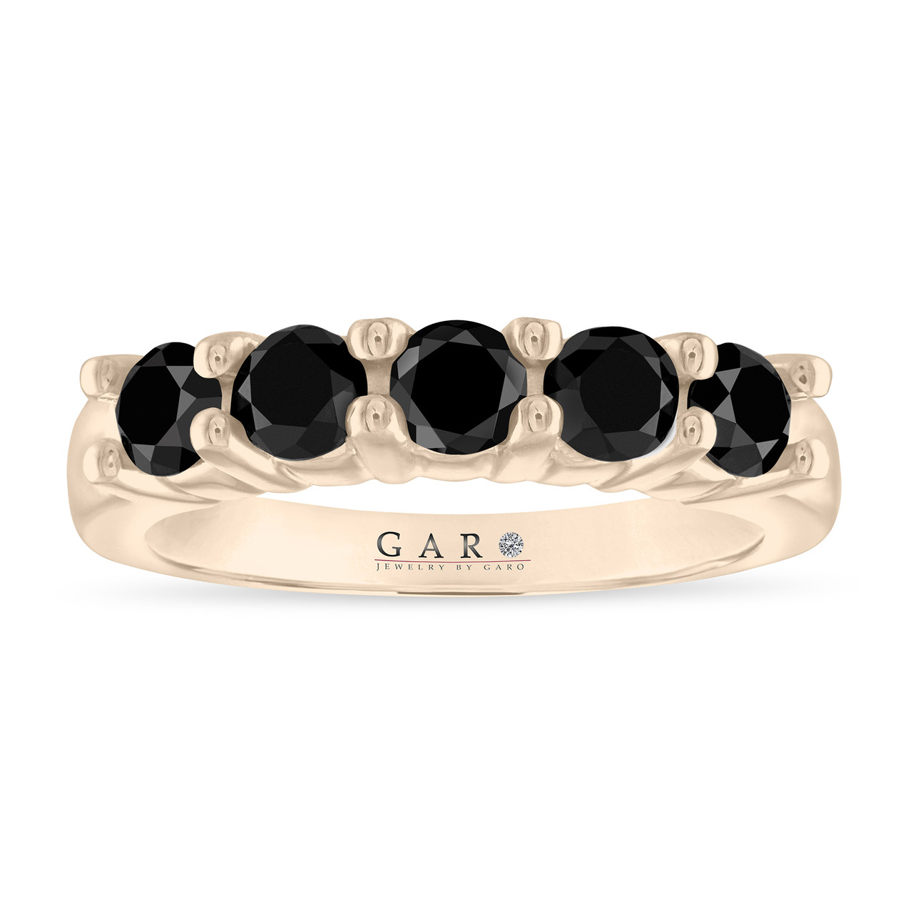 Dazzlingrock Black Diamond Men's Wedding Band – 0.75ct 5-Stone Ring In Black Plated Sterling Silver, Size 13