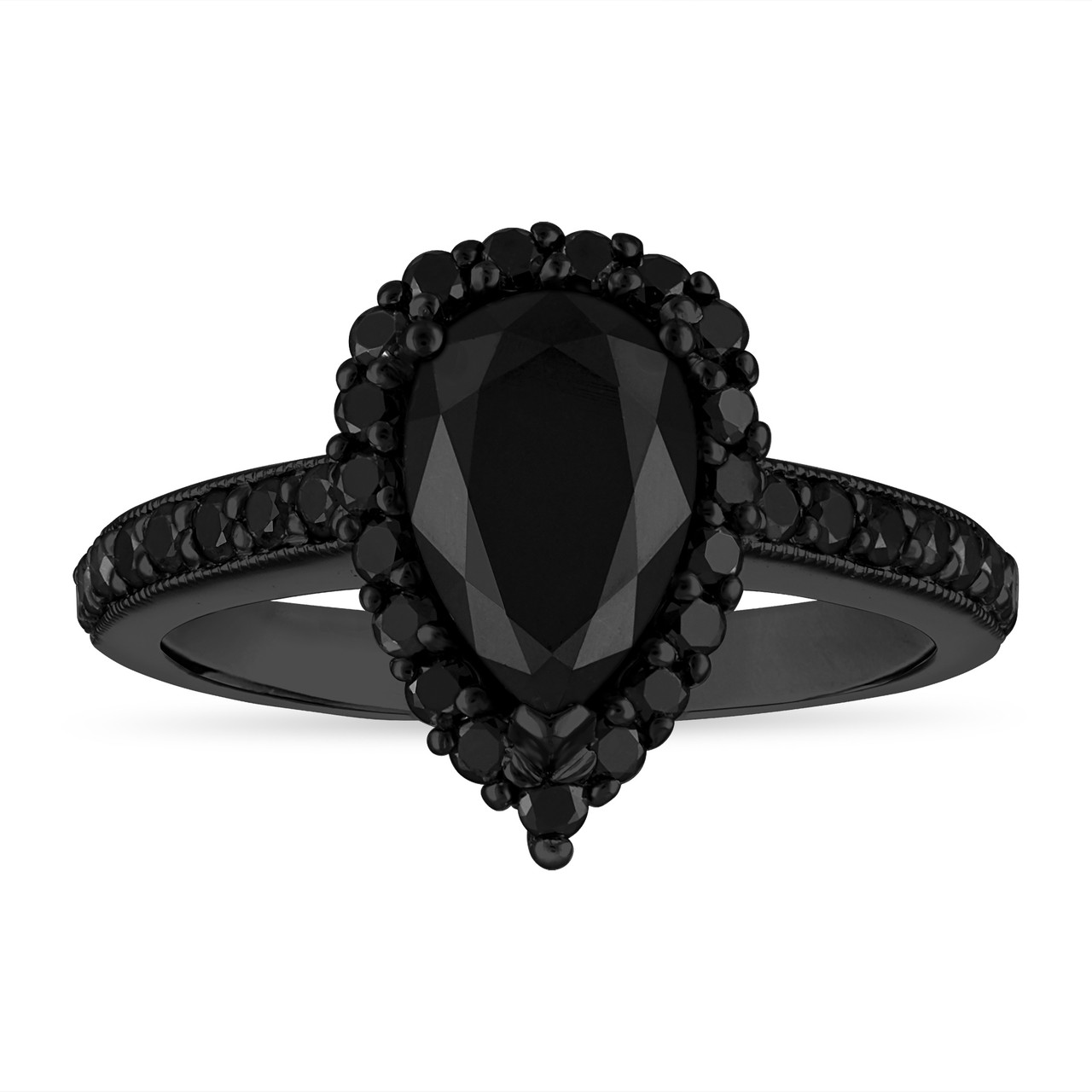 St. Ivy' Natural Black White Diamond Skull Engagement Ring