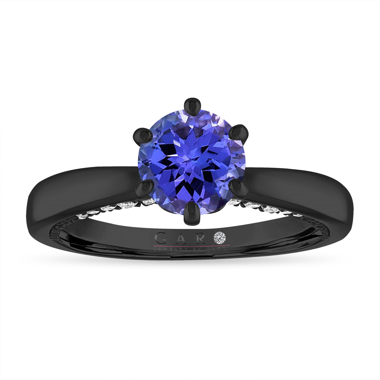 Tanzanite Engagement Ring Unique 1.28 Carat Certified 14k Black Gold  Handmade