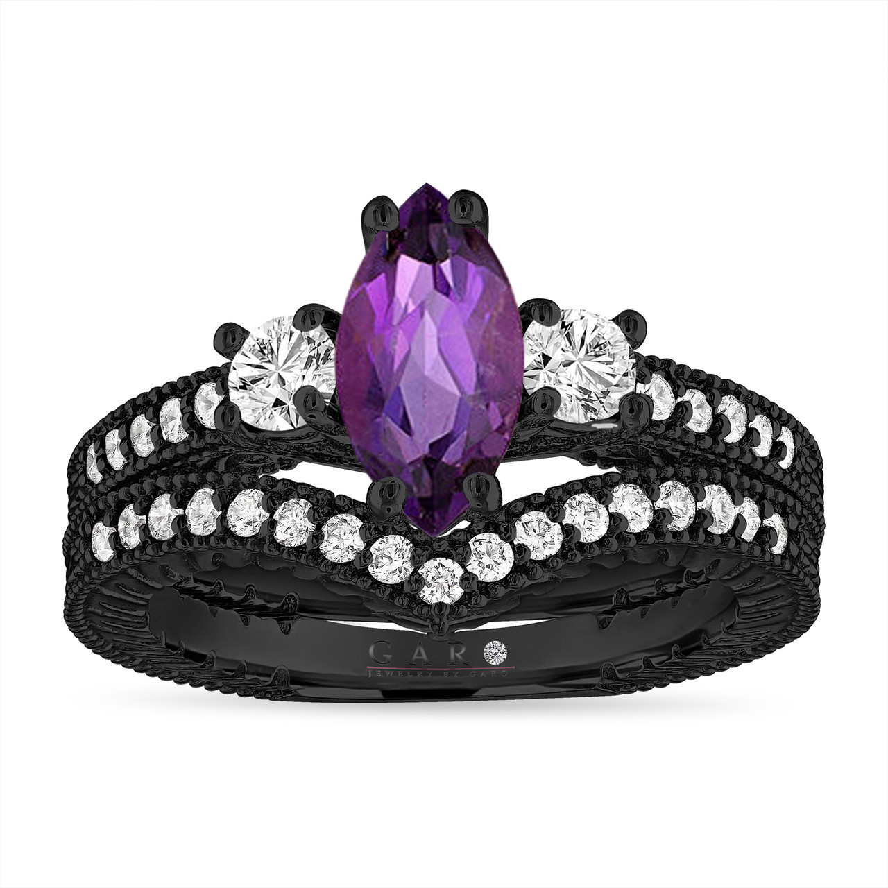 Purple Sapphire Black Gold Ring AtPerrys | Black gold ring, Black gold  jewelry, Purple engagement rings