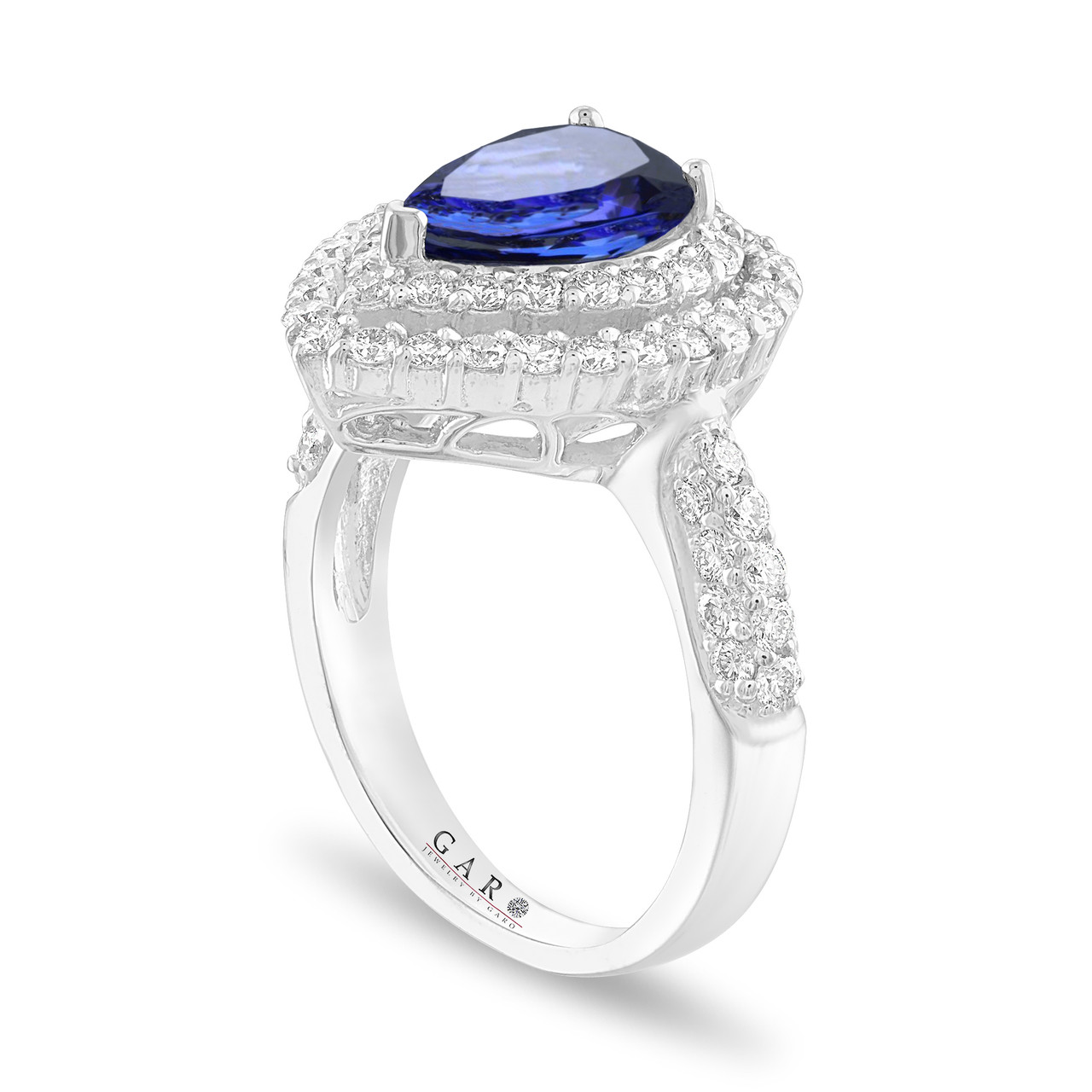4.72ct Tanzanite And 0.20ct Diamonds, 14K White Gold Ring At