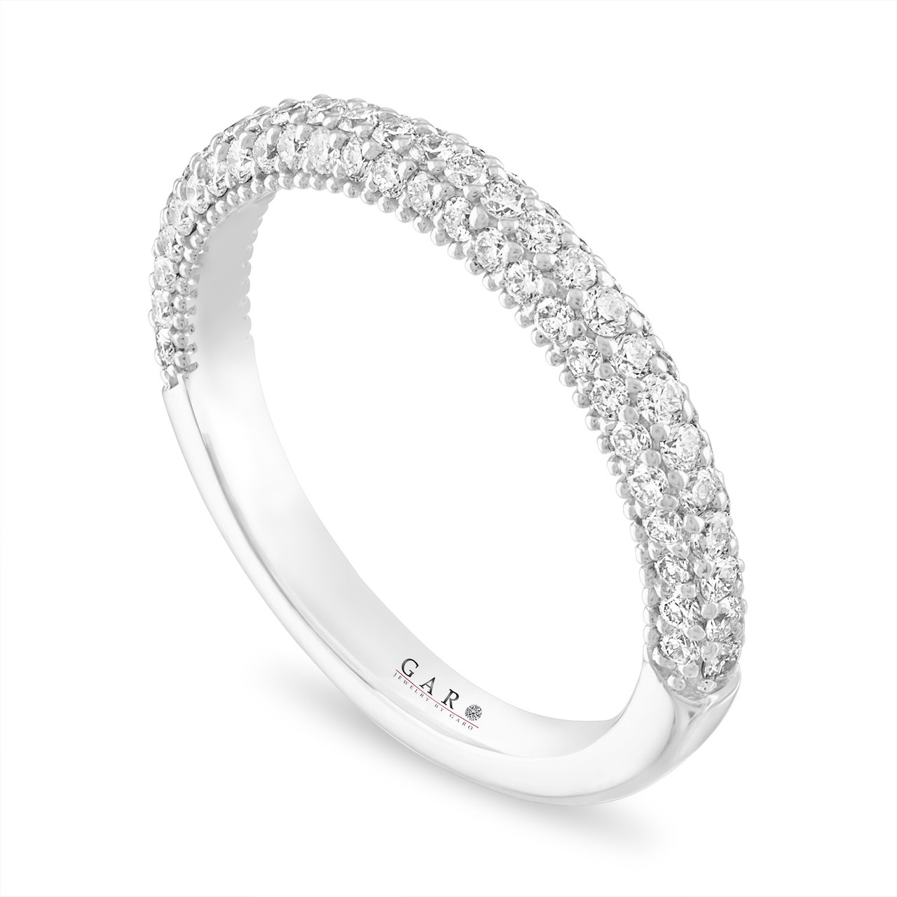Platinum Three Row Diamond Wedding Band, Half Eternity Unique