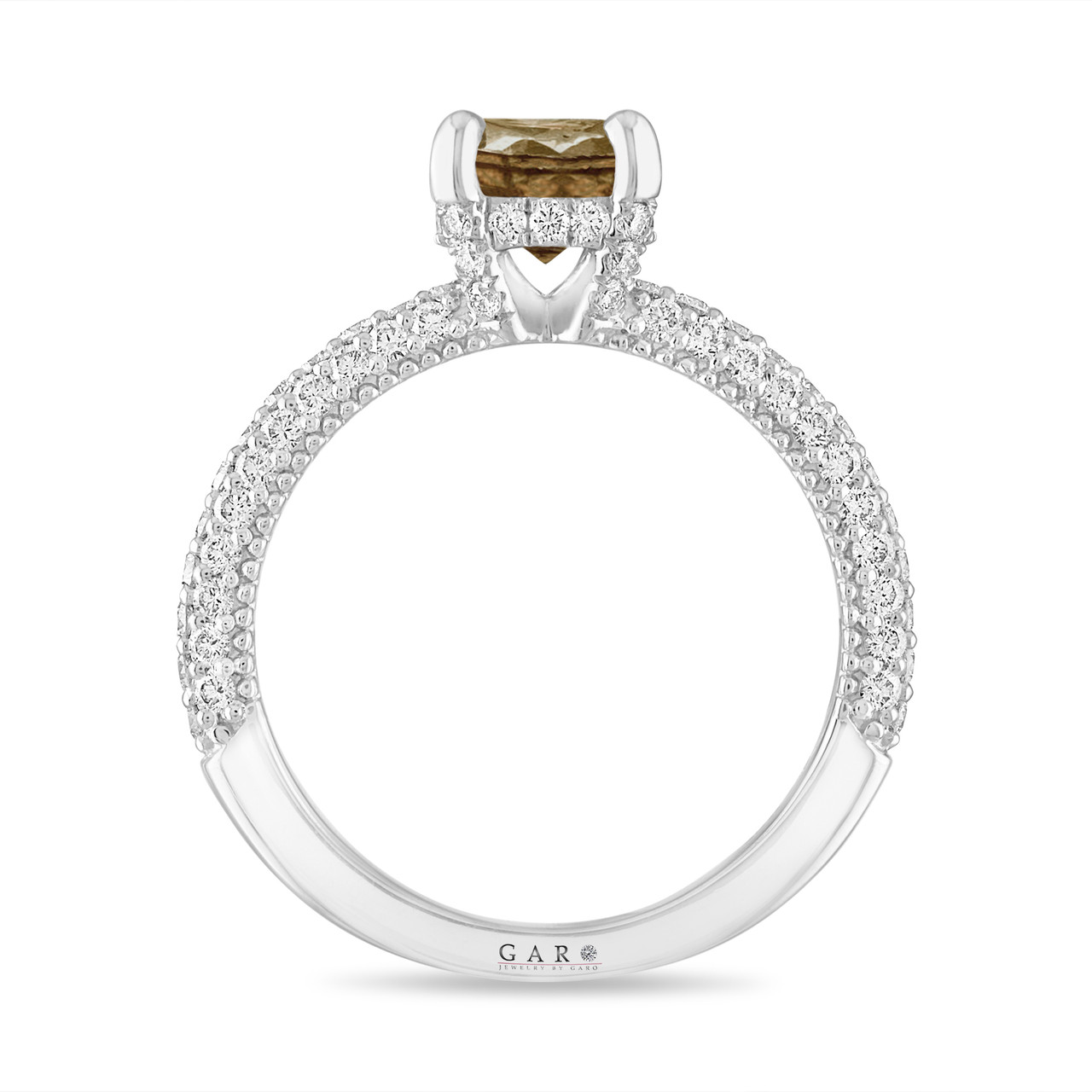 Carat Champagne Diamond Hidden Halo Engagement Ring Unique