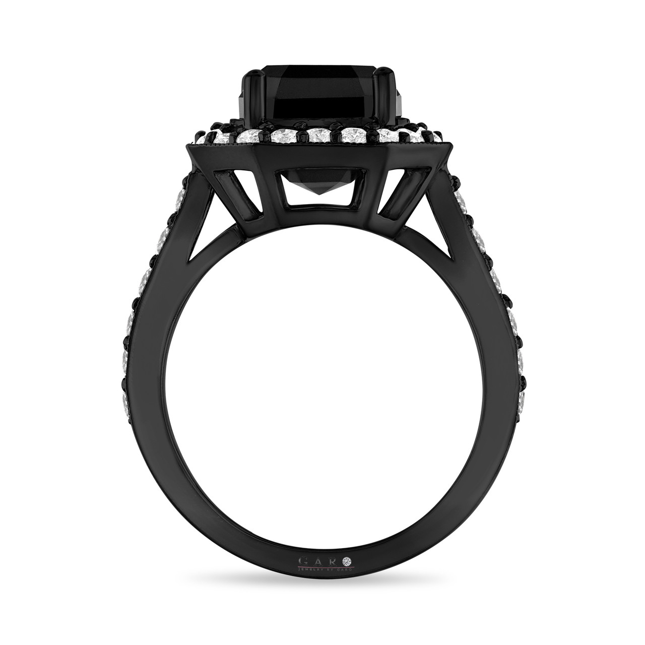 Carat Emerald Cut Black Diamond Engagement Ring Halo Anniversary