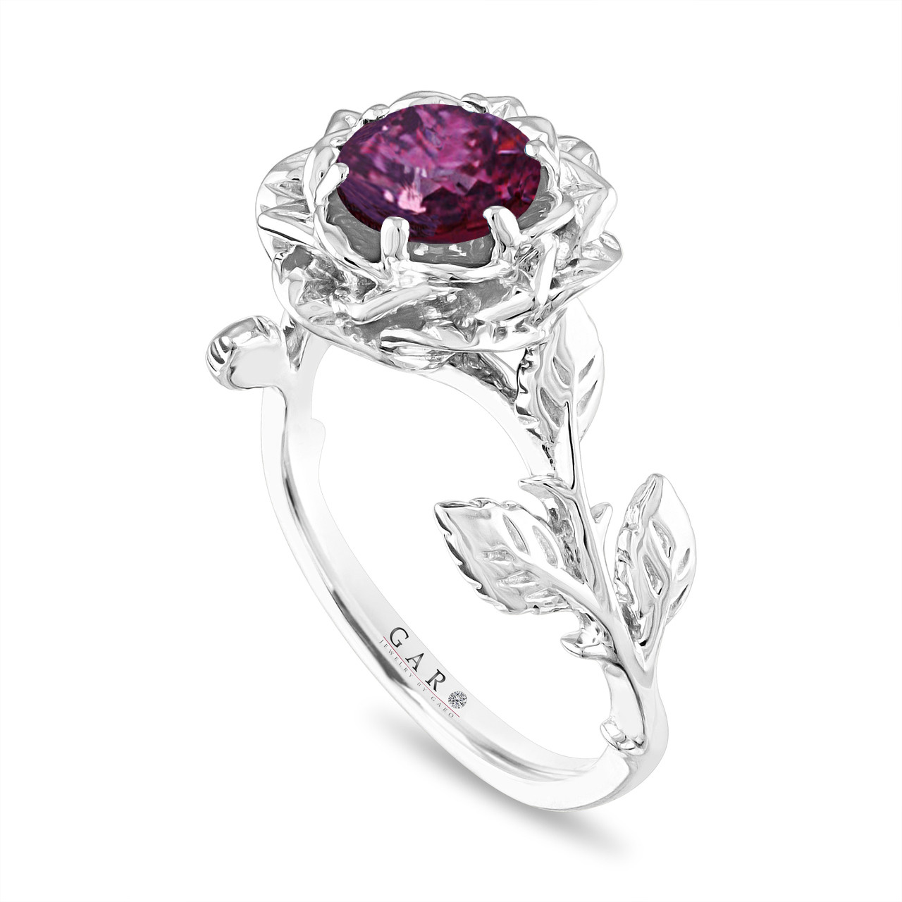 Custom Order Platinum Purple Diamond Floral Engagement Ring, Unique Rose  Flower Carat Handmade
