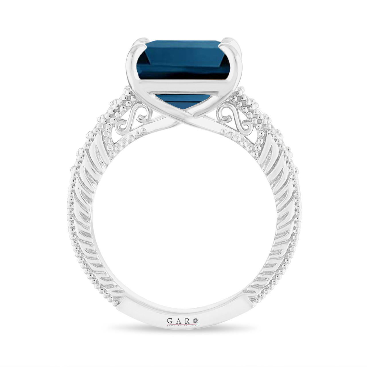 Carat London Blue Topaz Engagement Ring Emerald Cut 14k White