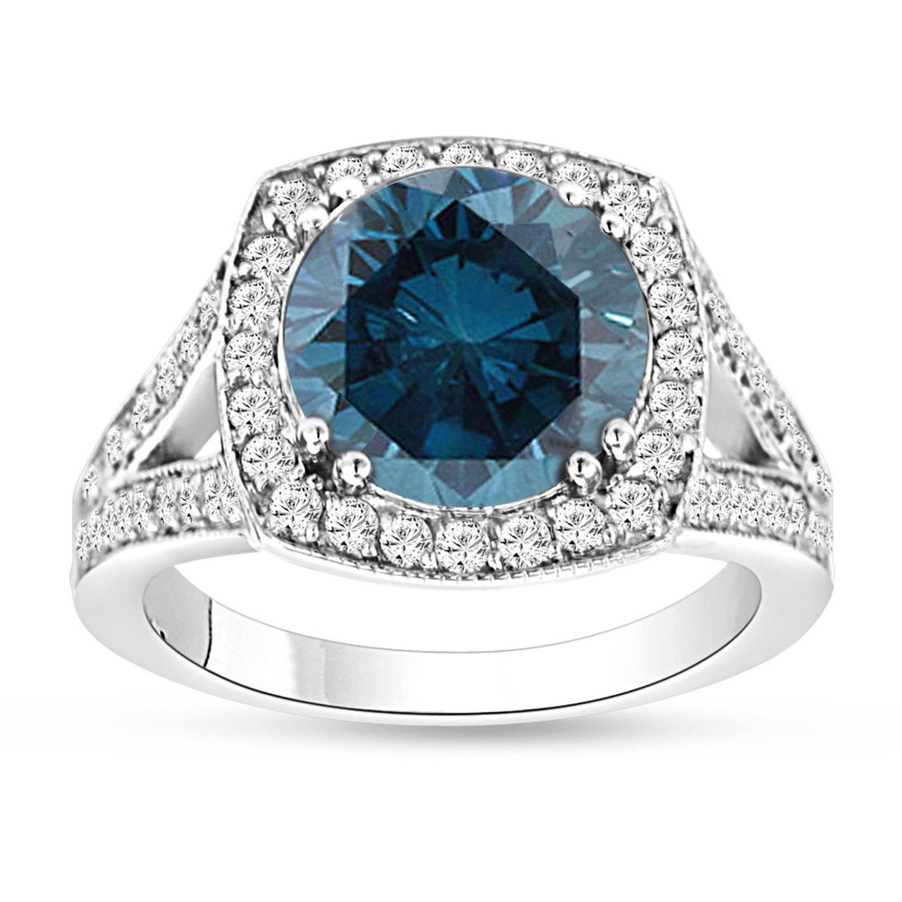Carat VS2 Blue Diamond Engagement Ring Platinum Certified