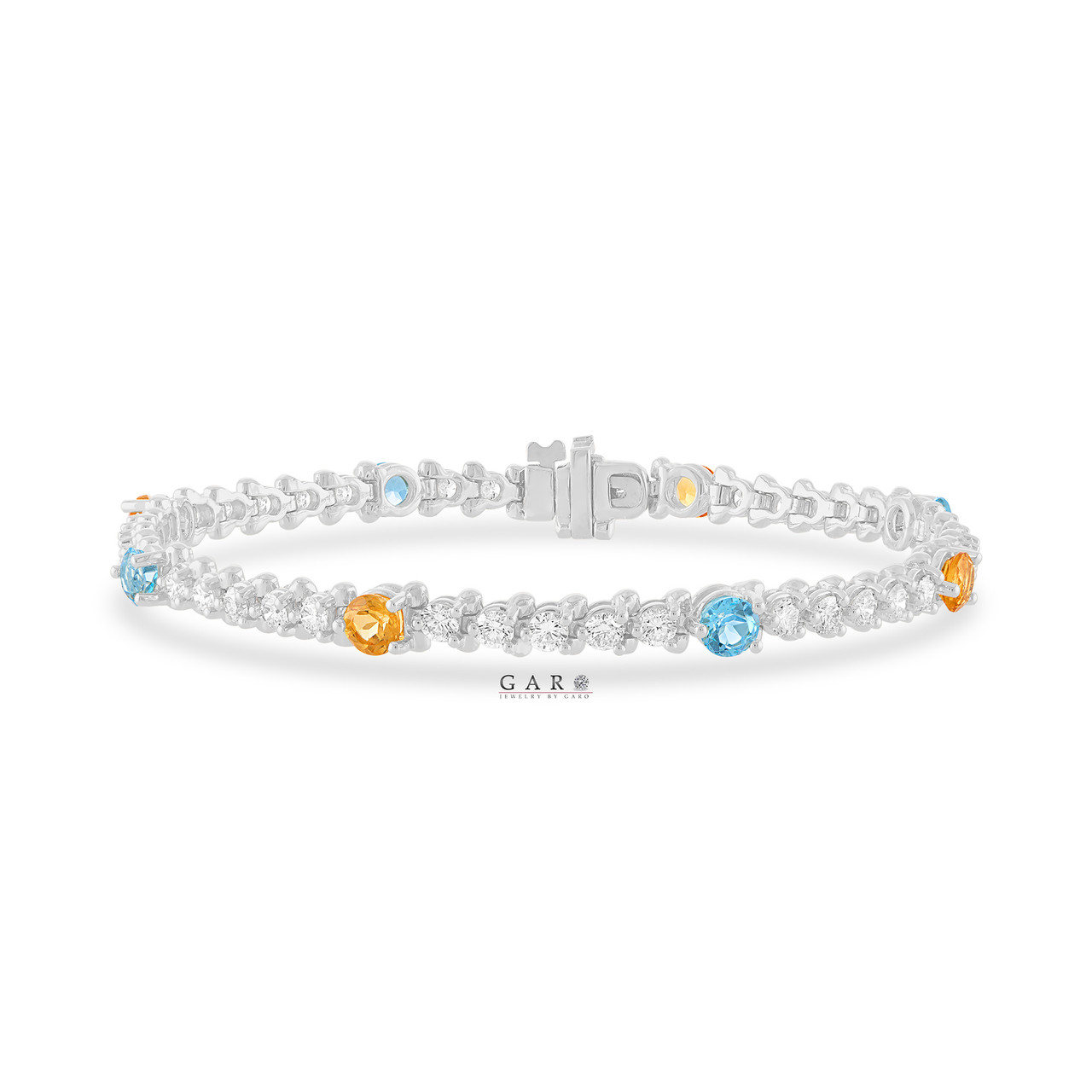 Carat Diamond Tennis Bracelet Blue Topaz and Citrine Prong