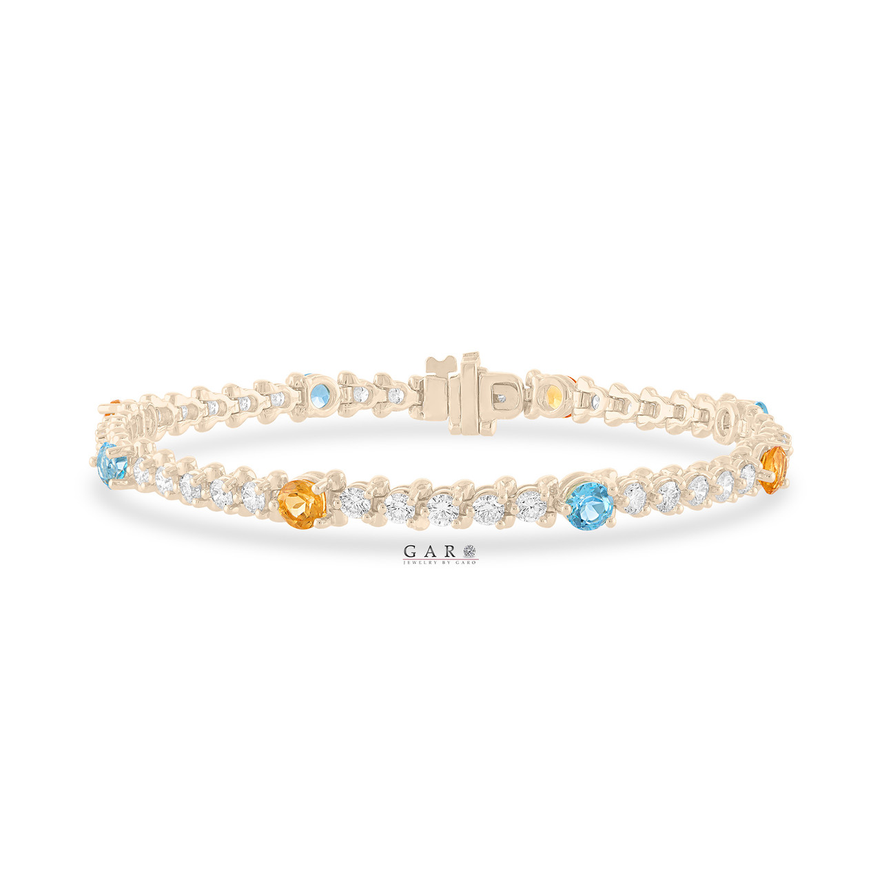 Carat Diamond Tennis Bracelet Blue Topaz and Citrine Prong