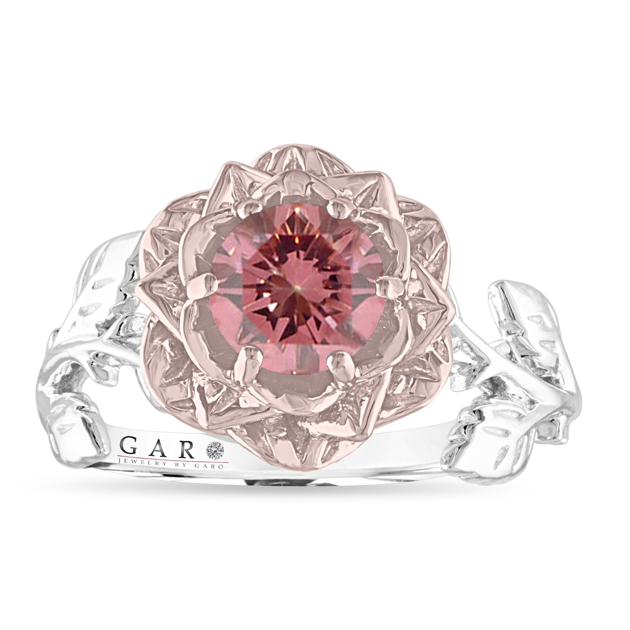 Carat Lab Grown Pink Diamond Floral Engagement Ring, Unique