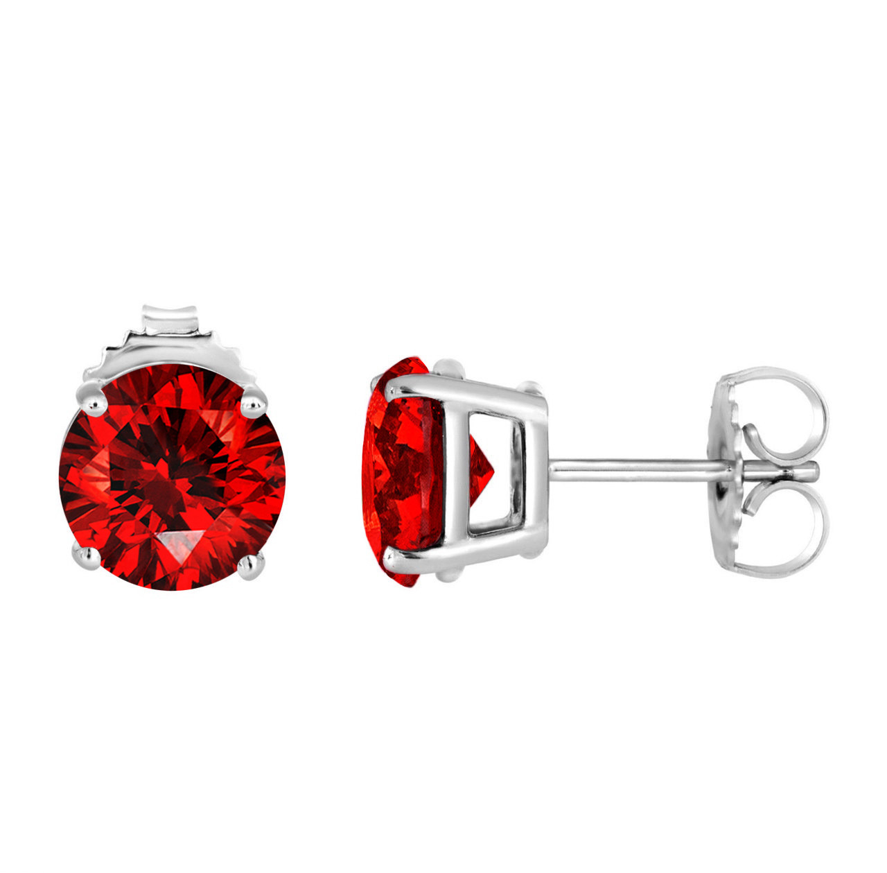 Fancy Red Diamond Stud Earrings Carat 14K White Gold