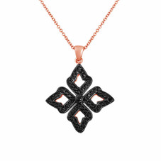 Fancy Black Diamonds Pendant, Leaf Pendant Necklace 14K Rose Gold, 0.60 Carat Handmade Unique Fancy Black Diamonds Pendant, Leaf Pendant Necklace 14K Rose Gold, 0.60 Carat Handmade Unique