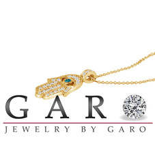 0.37 Carat 14K Yellow Gold Hamsa Hand Of GOD Diamond Pendant Necklace HandMade Pave Set