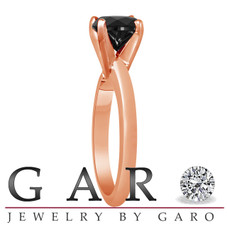 Fancy Black Diamond Solitaire Engagement Ring 14k Rose Gold 1.05 Carat Certified handmade