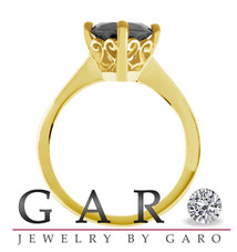 Fancy Black Diamond Solitaire Engagement Ring 14K Yellow Gold 1.04 Carat Gallery Design Ring handmade