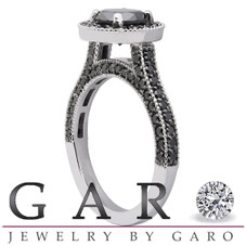 950 Platinum Fancy Black Diamonds Engagement Ring 2.00 Carat Halo Certified HandMade Pave Set