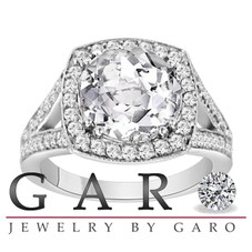 950 Platinum 3.62 Carat White Topaz & Diamond Engagement Ring handmade Bridal Ring