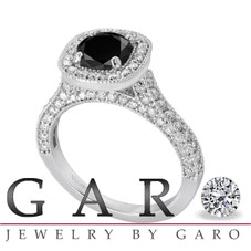 Platinum Fancy Black & White Diamond Engagement Ring 1.90 Carat Halo Certified HandMade Pave Set