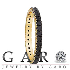 14k Yellow Gold 0.75 Carat Wedding & Anniversary Black Diamond Eternity Band handmade Stackable