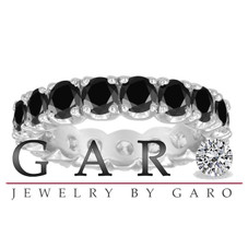 2.20 Carat Black Diamond Eternity Wedding Band, Anniversary Ring, Certified 14K White Gold Handmade