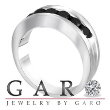2 Carat Black Diamond Mens Wedding Band, Mens Diamond Wedding Ring, 14K White Gold Canal Set 7.5 mm Handmade