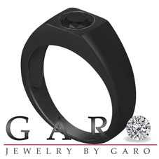 Mens 0.55 Carat Black Diamond Solitaire Engagement Vintage Style 14K Black Gold Mens Ring HandMade