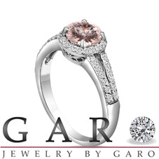 Morganite & Diamond Engagement Ring 14K White Gold 1.24 Carat Pave Set HandMade Certified Halo