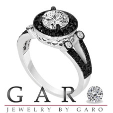 1.50 Carat Diamond Halo Engagement Ring GIA Certified 14k White Gold Unique Handmade
