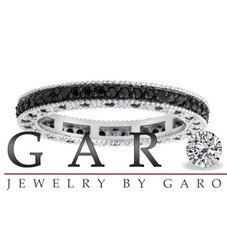 Platinum Black Diamonds Wedding Band, Diamond Eternity Ring, 0.75 Carat Vintage Style Unique Certified