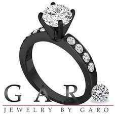 Diamond Engagement Ring 1.34 Carat 14K Black Gold Vintage Style Unique Handmade Pave Bridal