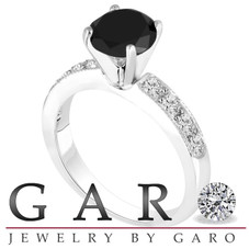 Fancy Black Diamond Engagement Ring 14K White Gold 2.34 Carat Unique Handmade Pave Bridal