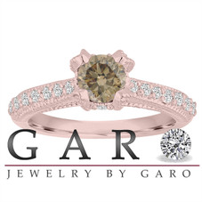 Fancy Champagne Brown Diamond Engagement Ring 0.80 Carat 14K Rose Gold Handmade Certified

