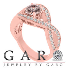 1.42 Carat Pink Peach Morganite Engagement Ring 14K Rose Gold Bridal Certified Handmade